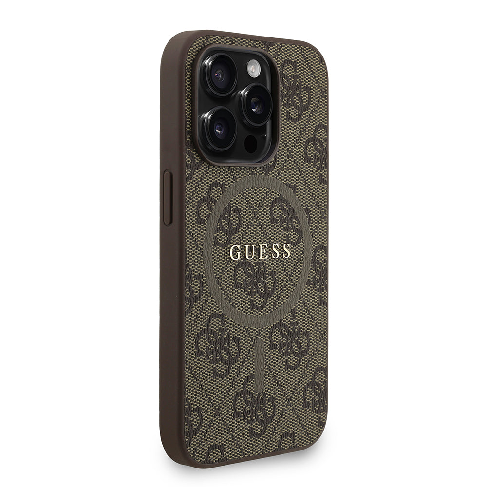Guess iPhone 15 Pro Orjinal Lisanslı Magsafe PU Deri Bilek Askı İpli Yazı Logolu Telefon Kılıfı