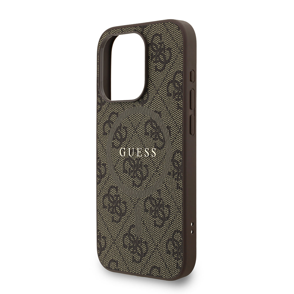 Guess iPhone 15 Pro Orjinal Lisanslı Magsafe PU Deri Bilek Askı İpli Yazı Logolu Telefon Kılıfı