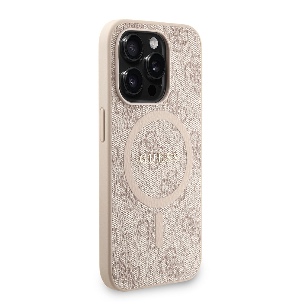 Guess iPhone 15 Pro Orjinal Lisanslı Magsafe PU Deri Bilek Askı İpli Yazı Logolu Telefon Kılıfı