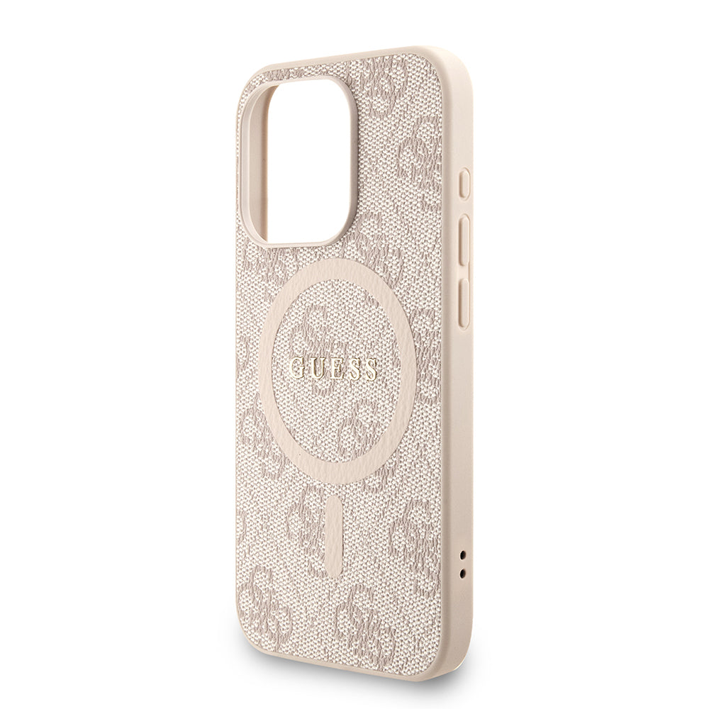 Guess iPhone 15 Pro Orjinal Lisanslı Magsafe PU Deri Bilek Askı İpli Yazı Logolu Telefon Kılıfı
