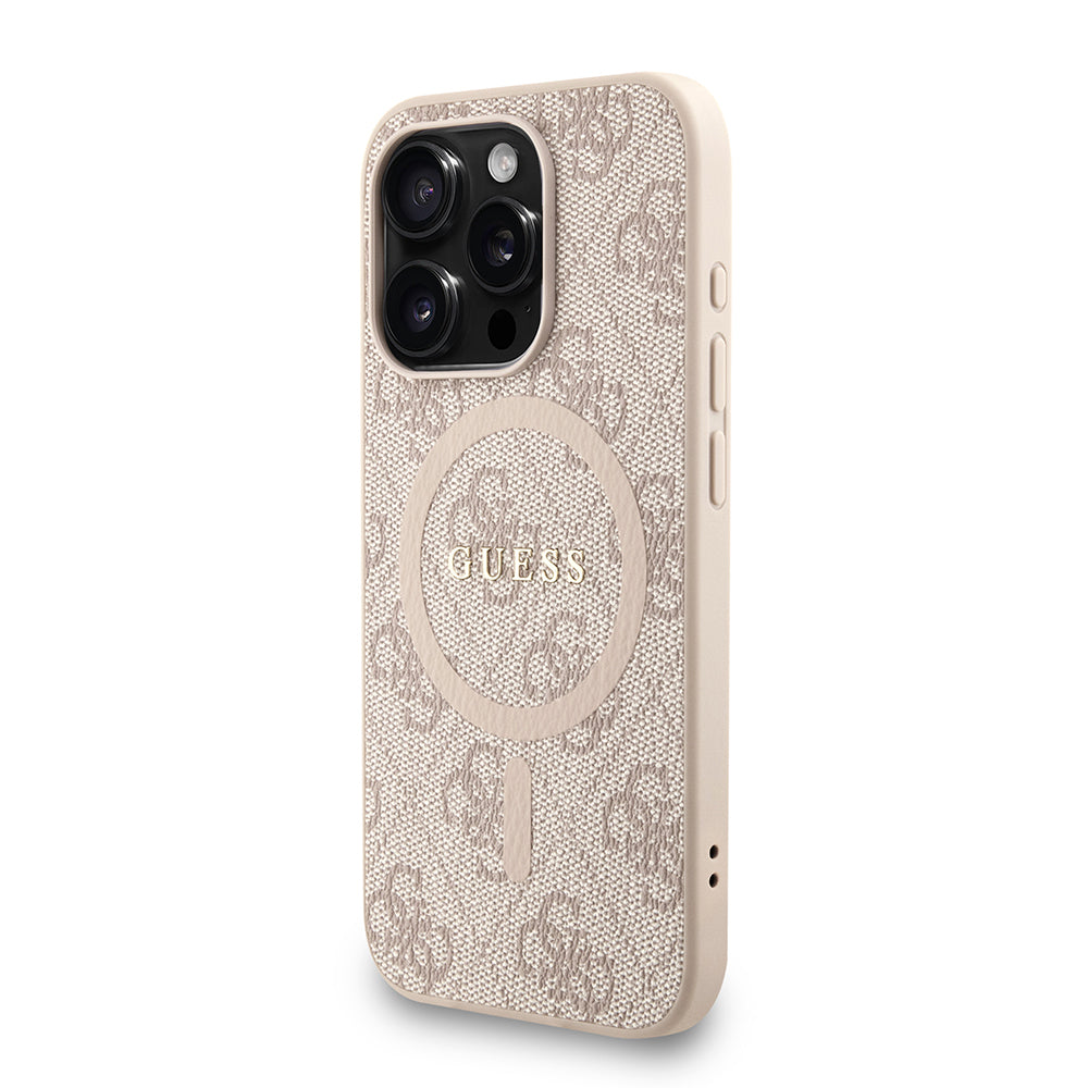 Guess iPhone 15 Pro Orjinal Lisanslı Magsafe PU Deri Bilek Askı İpli Yazı Logolu Telefon Kılıfı