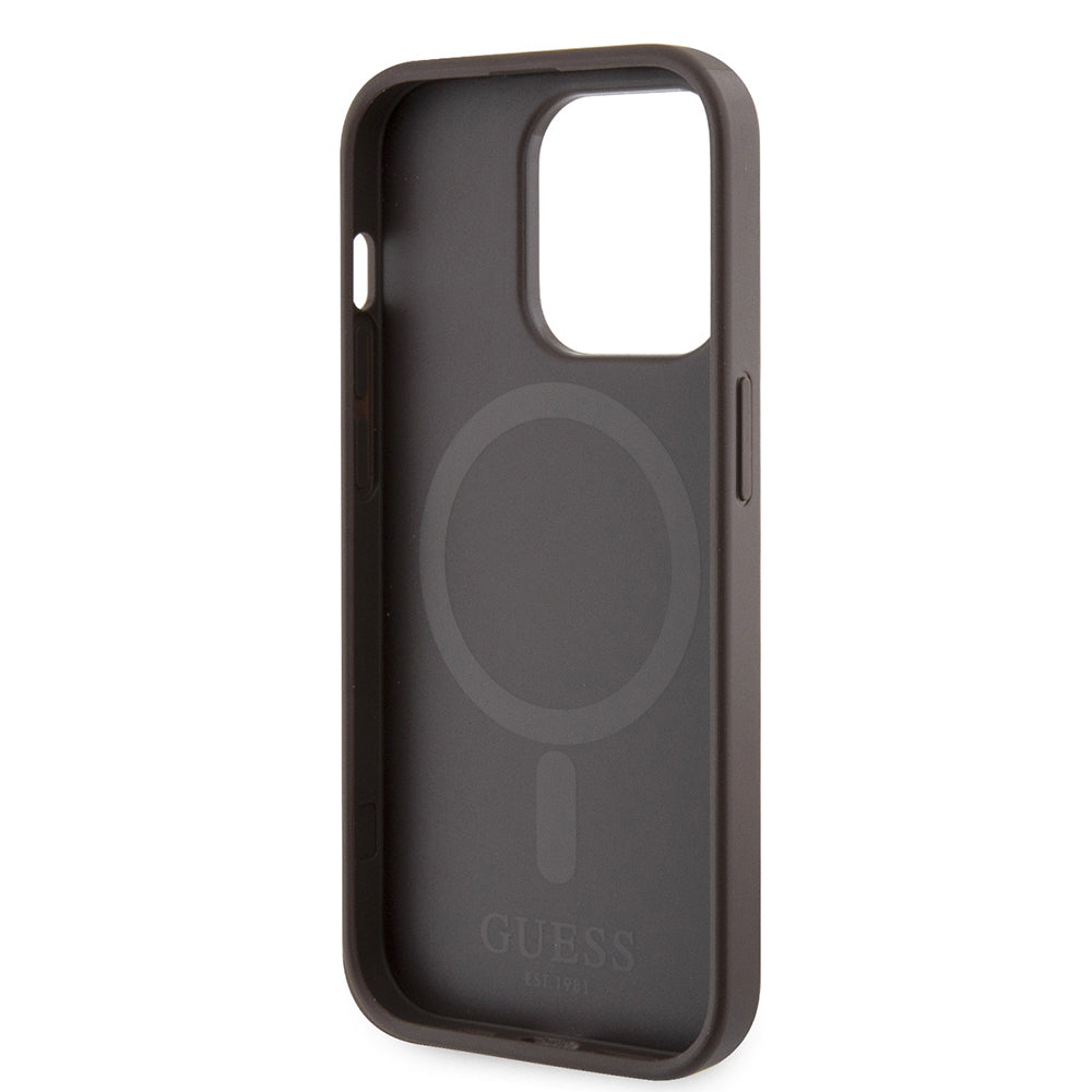 Guess iPhone 15 Pro Orjinal Lisanslı M-safe Şarj Özellikli 4G Şerit Tasarımlı Printed Kılıf