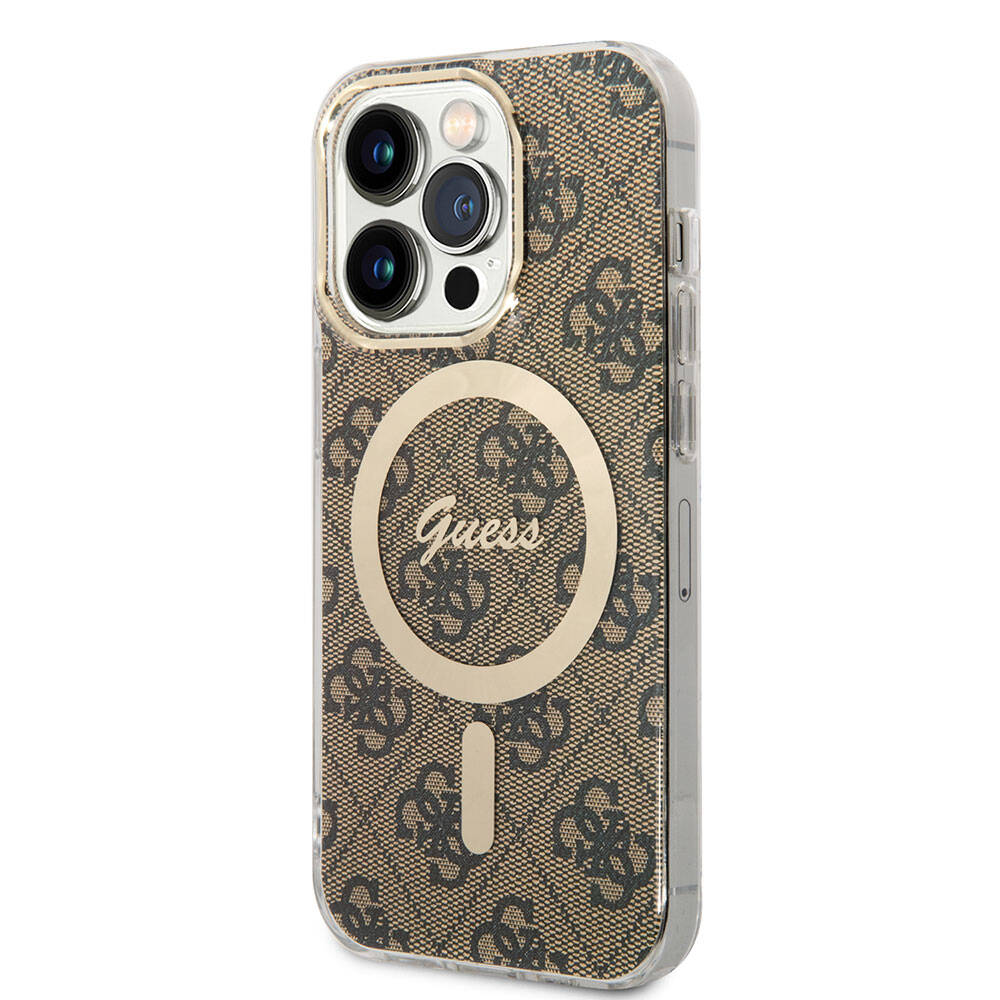 Guess iPhone 15 Pro Orjinal Lisanslı Magsafe Şarj Özellikli Yazı Logolu 4G Desenli Telefon Kılıfı - 1
