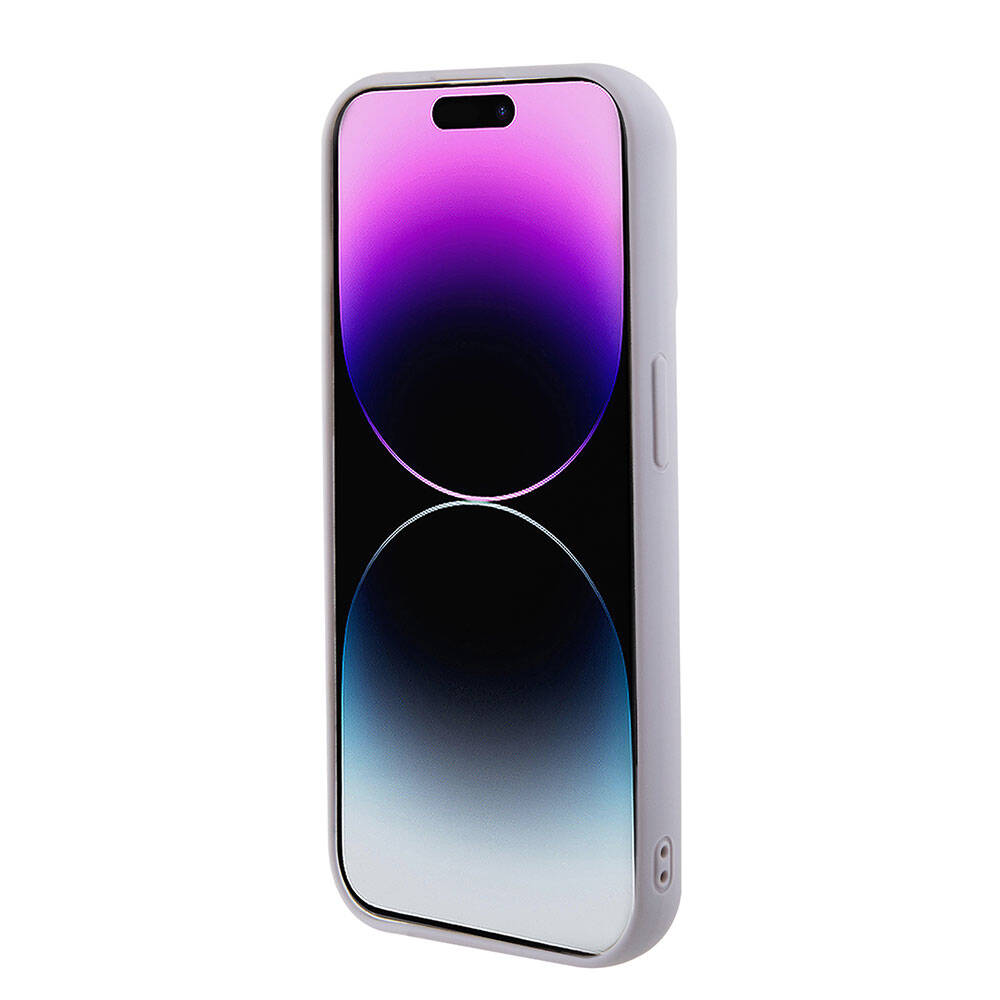 Guess iPhone 15 Pro Orjinal Lisanslı PU Deri Metal Yazı Logolu Kapitone Telefon Kılıfı