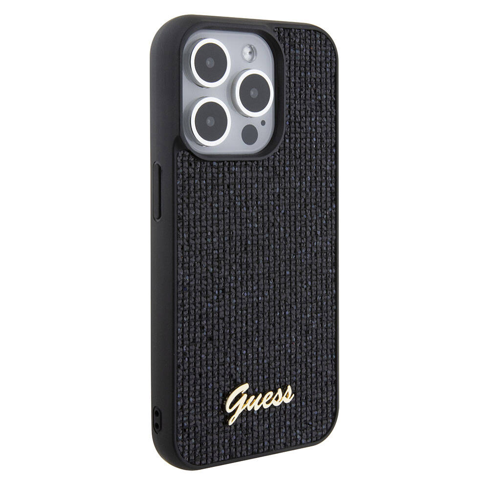 Guess iPhone 15 Pro Orjinal Lisanslı Yazı Logolu Disco Script Metal Telefon Kılıfı