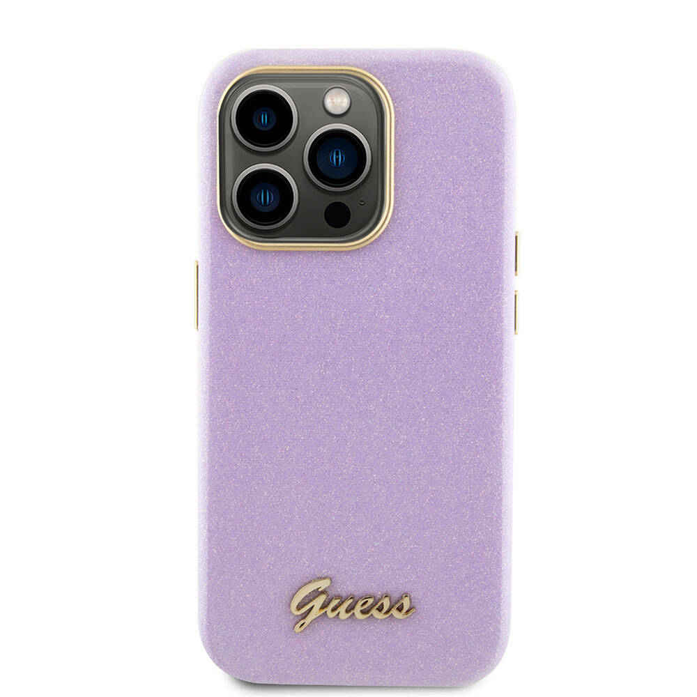 Guess iPhone 15 Pro Orjinal Lisanslı Yazı Logolu Glitter Glossy Script Telefon Kılıfı
