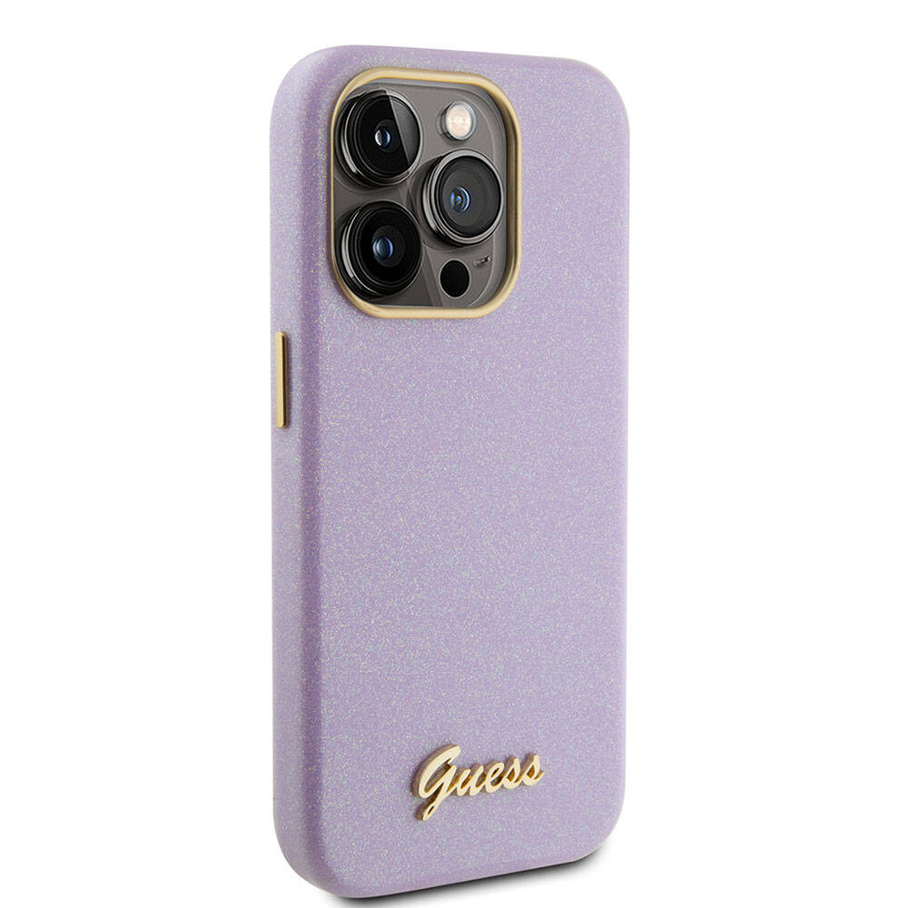 Guess iPhone 15 Pro Orjinal Lisanslı Yazı Logolu Glitter Glossy Script Telefon Kılıfı