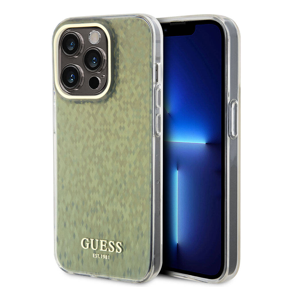 Guess iPhone 15 Pro Orjinal Lisanslı Yazı Logolu Mirror Disco Kılıf
