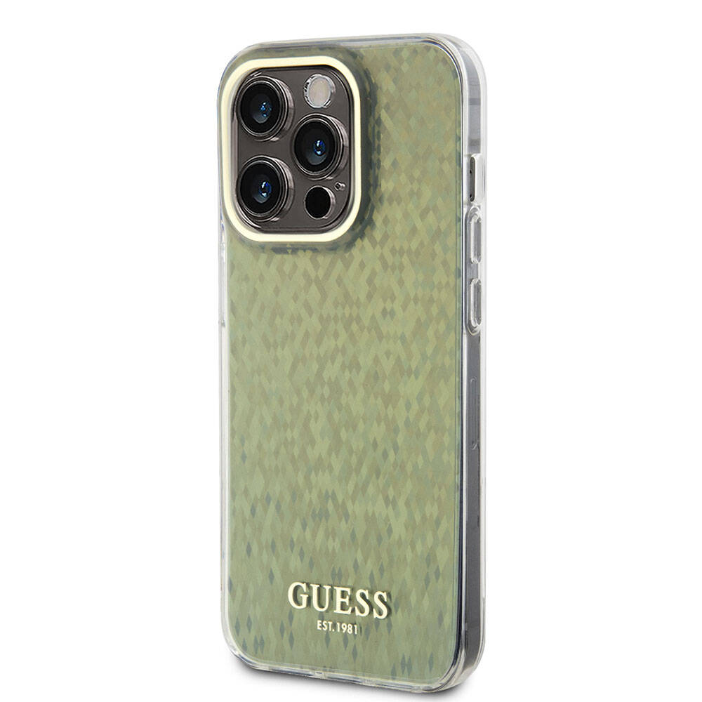 Guess iPhone 15 Pro Orjinal Lisanslı Yazı Logolu Mirror Disco Kılıf