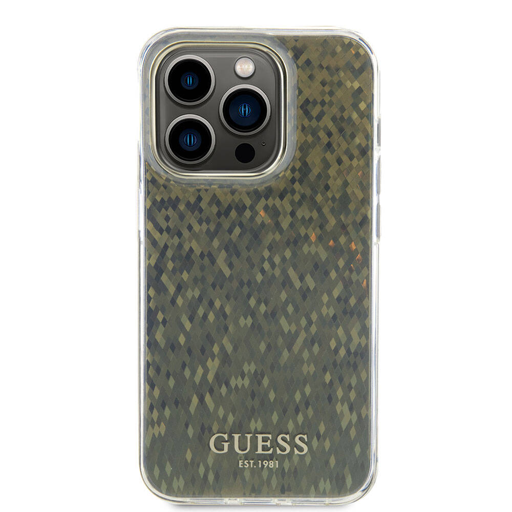 Guess iPhone 15 Pro Orjinal Lisanslı Yazı Logolu Mirror Disco Kılıf