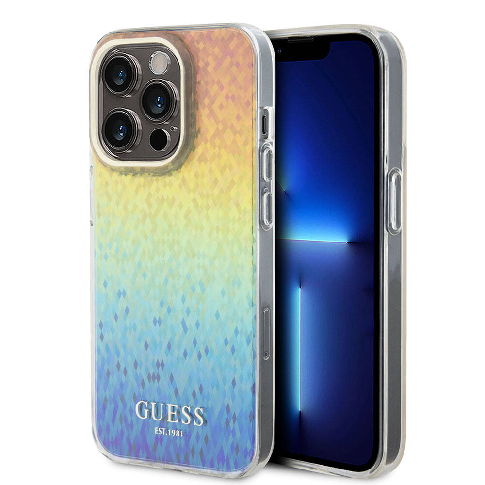 Guess iPhone 15 Pro Orjinal Lisanslı Yazı Logolu Mirror Disco Kılıf