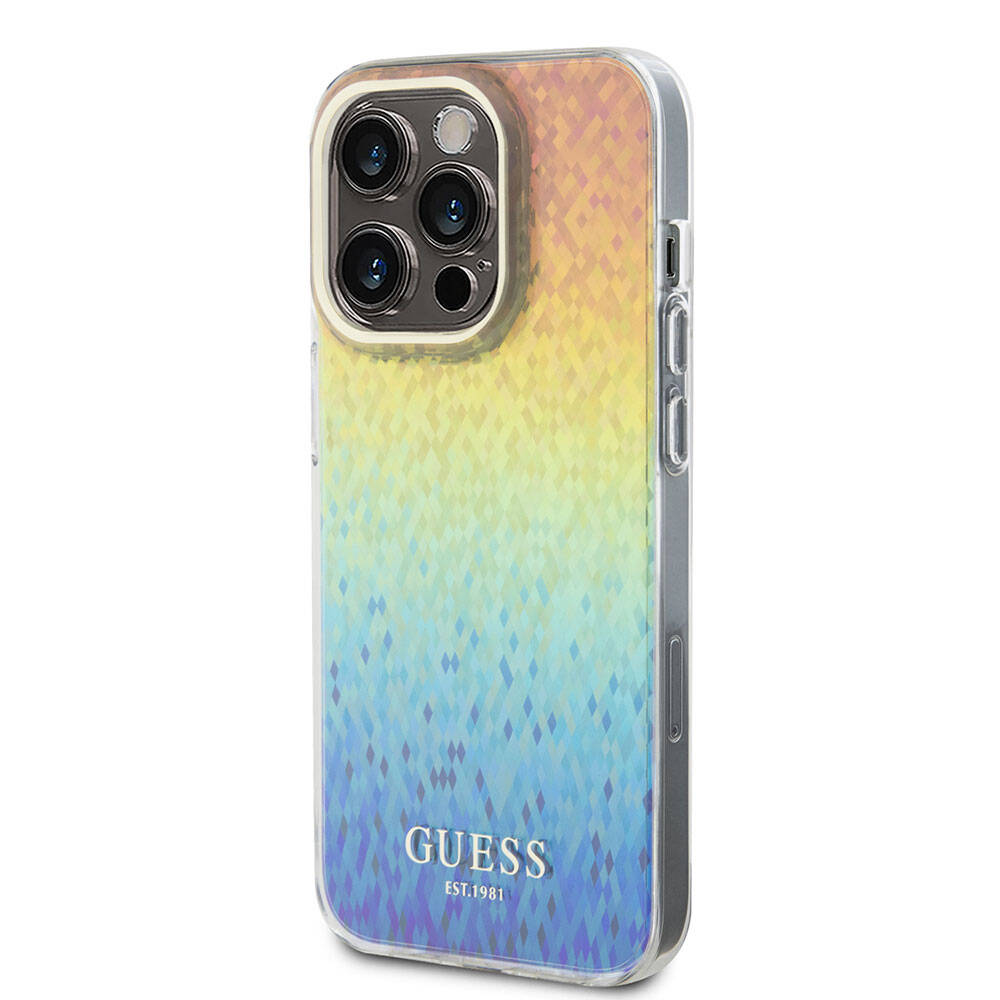Guess iPhone 15 Pro Orjinal Lisanslı Yazı Logolu Mirror Disco Kılıf