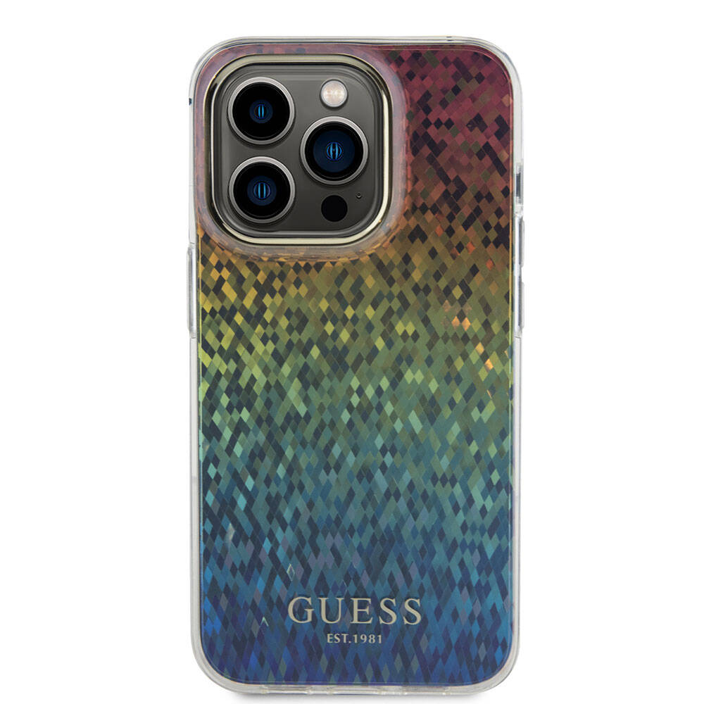 Guess iPhone 15 Pro Orjinal Lisanslı Yazı Logolu Mirror Disco Kılıf