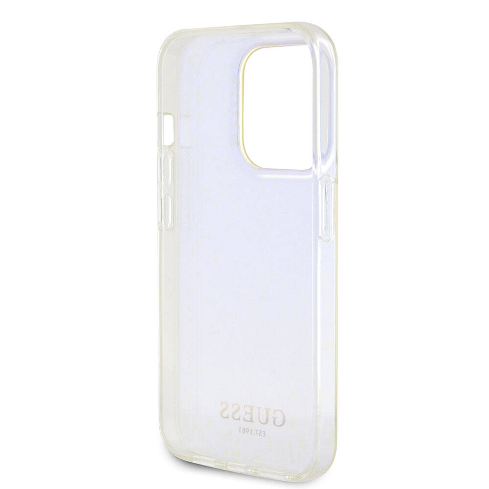 Guess iPhone 15 Pro Orjinal Lisanslı Yazı Logolu Mirror Disco Kılıf