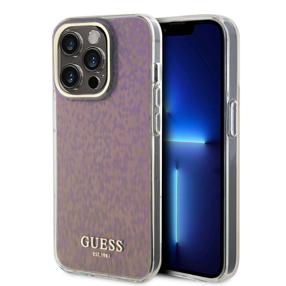 Guess iPhone 15 Pro Orjinal Lisanslı Yazı Logolu Mirror Disco Kılıf
