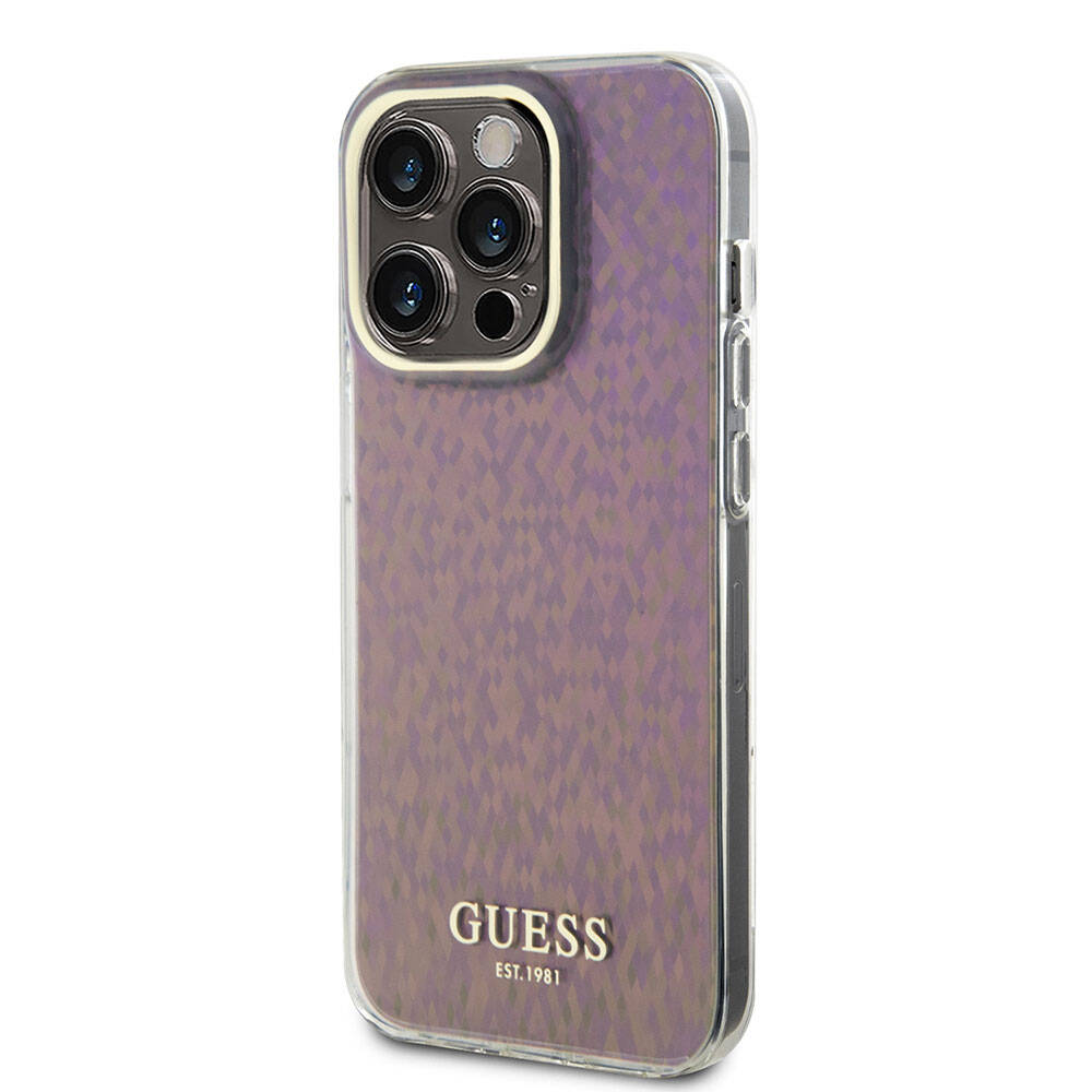 Guess iPhone 15 Pro Orjinal Lisanslı Yazı Logolu Mirror Disco Kılıf
