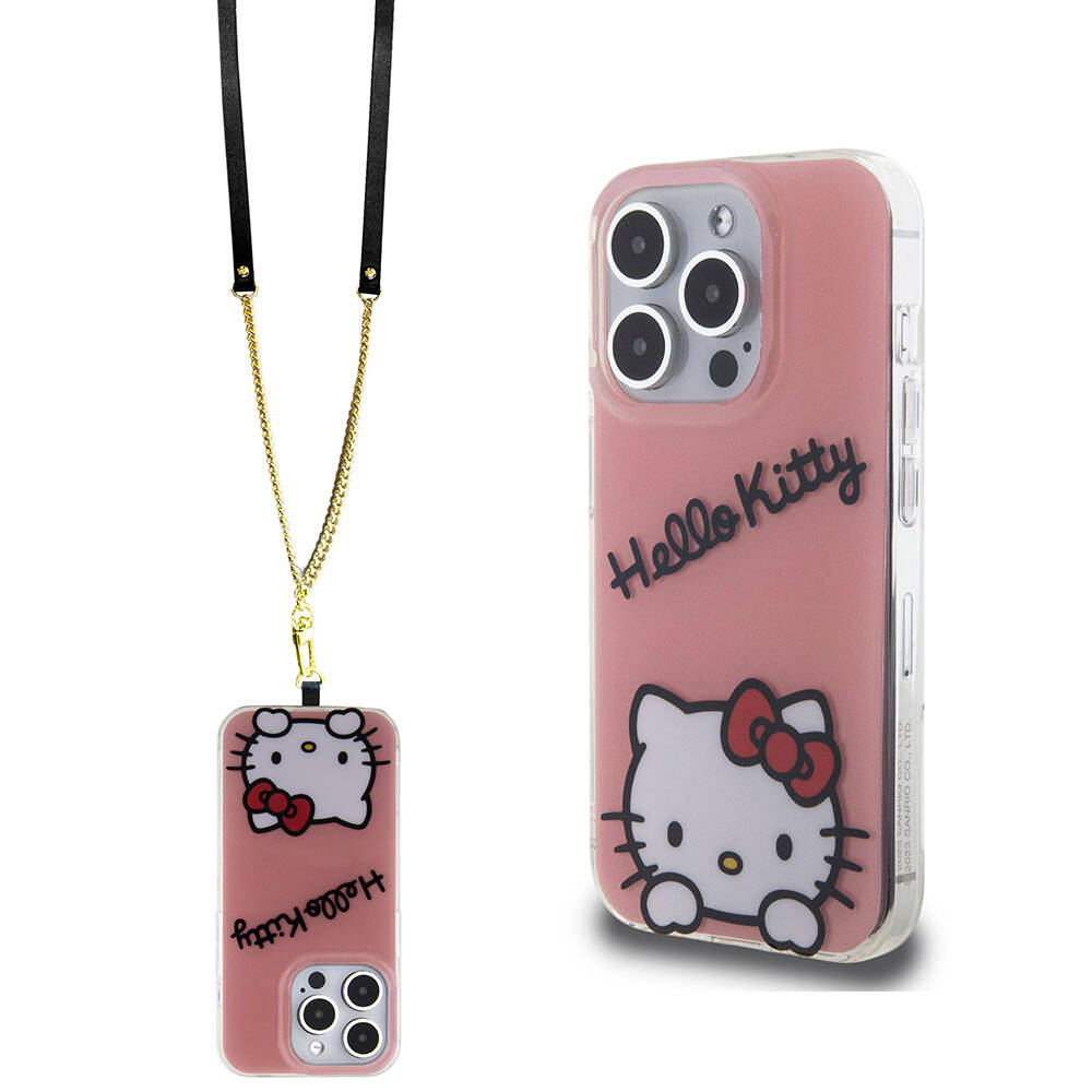 Hello Kitty iPhone 15 Pro Orjinal Lisanslı Askılı Yazı ve İkonik Logolu Daydreaming Kılıf