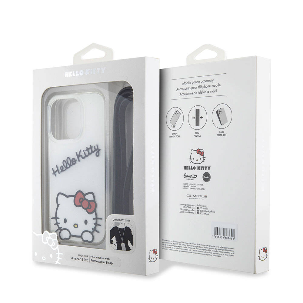 Hello Kitty iPhone 15 Pro Orjinal Lisanslı Askılı Yazı ve İkonik Logolu Daydreaming Kılıf
