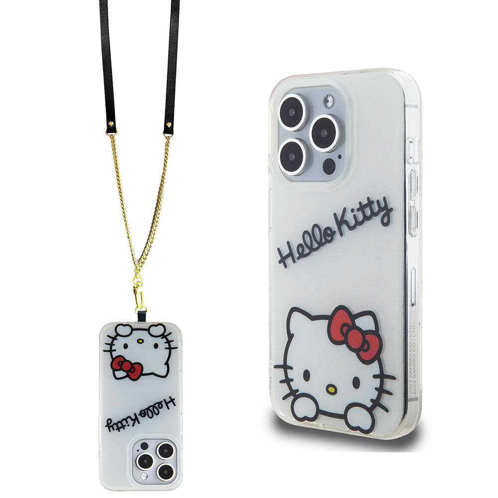 Hello Kitty iPhone 15 Pro Orjinal Lisanslı Askılı Yazı ve İkonik Logolu Daydreaming Kılıf