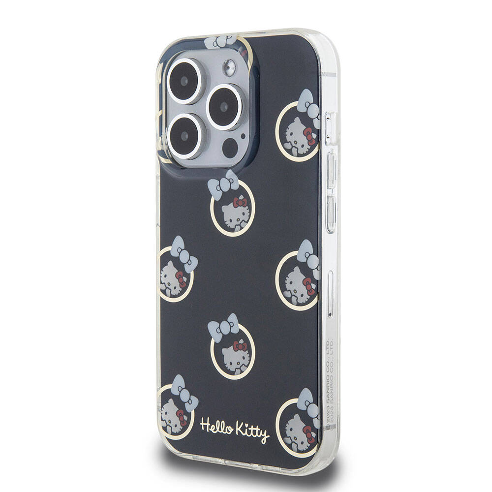 Hello Kitty iPhone 15 Pro Orjinal Lisanslı Elektroplating Kaplama Kabarcık Baskılı Kılıf