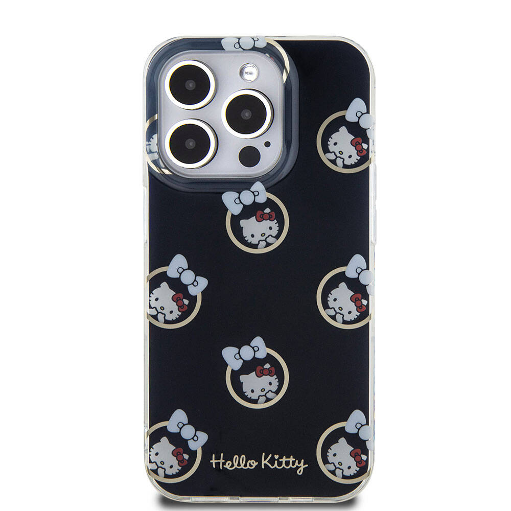 Hello Kitty iPhone 15 Pro Orjinal Lisanslı Elektroplating Kaplama Kabarcık Baskılı Kılıf