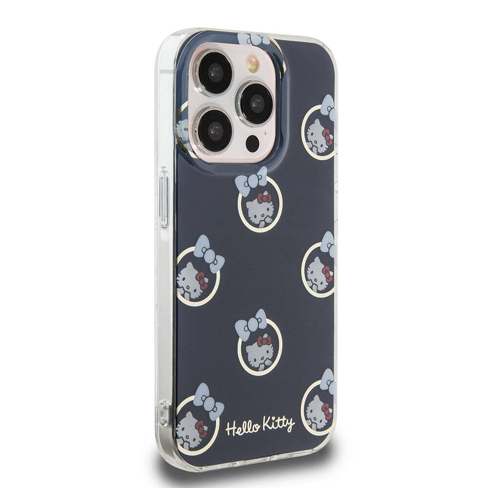 Hello Kitty iPhone 15 Pro Orjinal Lisanslı Elektroplating Kaplama Kabarcık Baskılı Kılıf