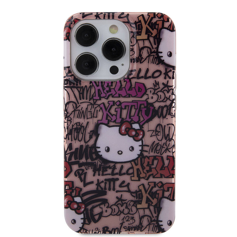 Hello Kitty iPhone 15 Pro Orjinal Lisanslı İkonik Logolu Etiket Graffiti Kılıf