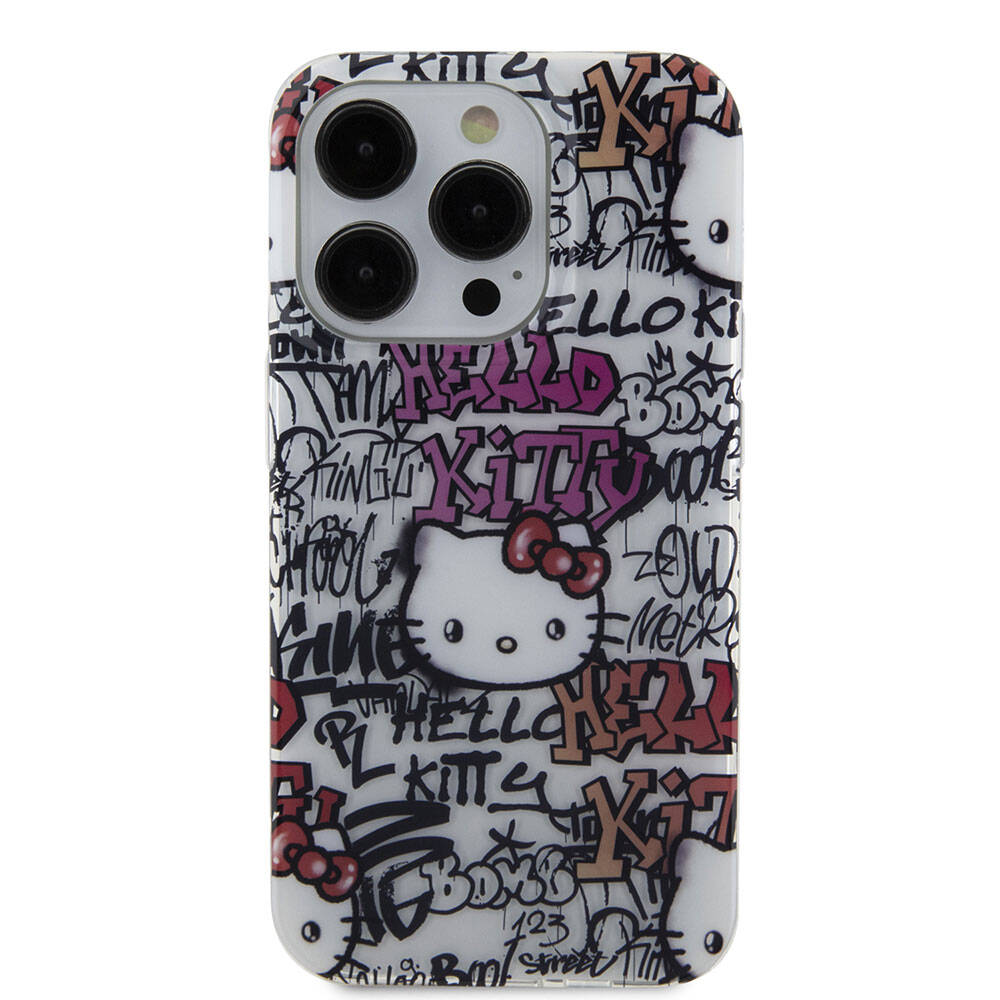 Hello Kitty iPhone 15 Pro Orjinal Lisanslı İkonik Logolu Etiket Graffiti Kılıf