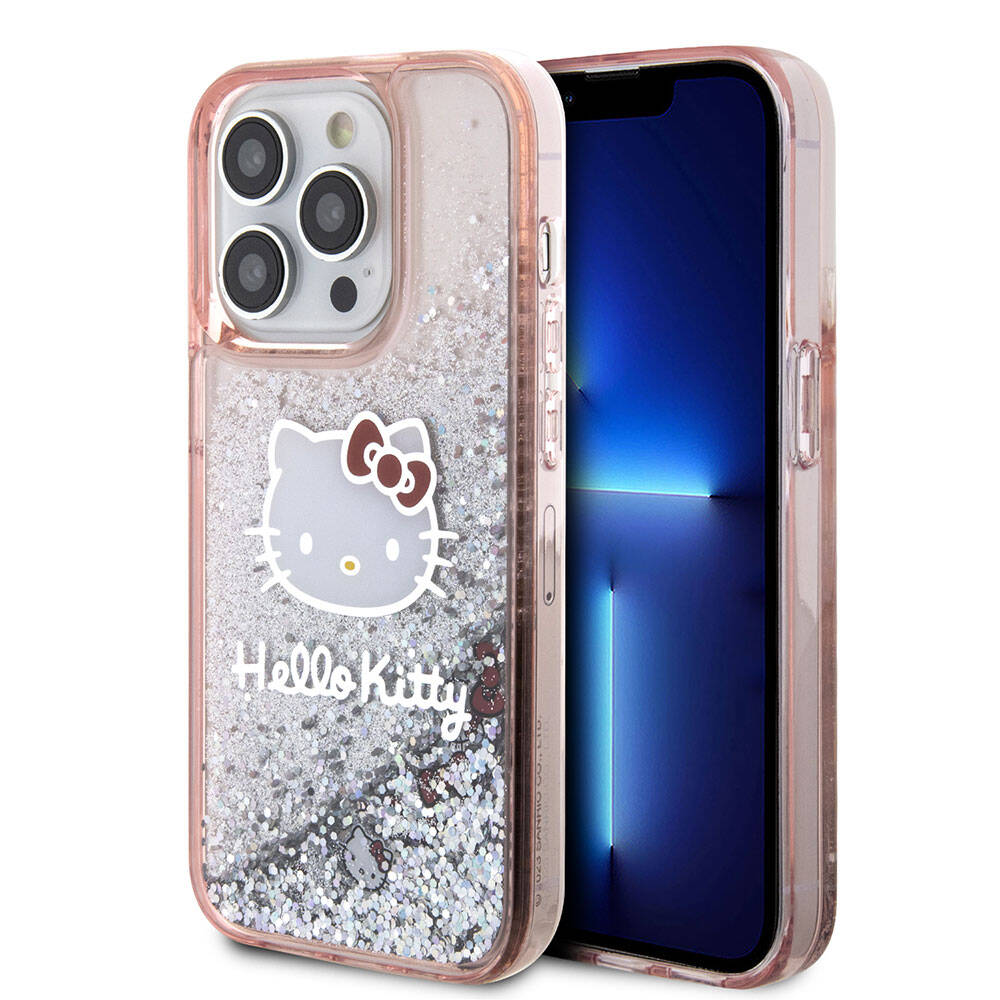 Hello Kitty iPhone 15 Pro Orjinal Lisanslı İkonik Sıvılı Glitter Telefon Kılıfı