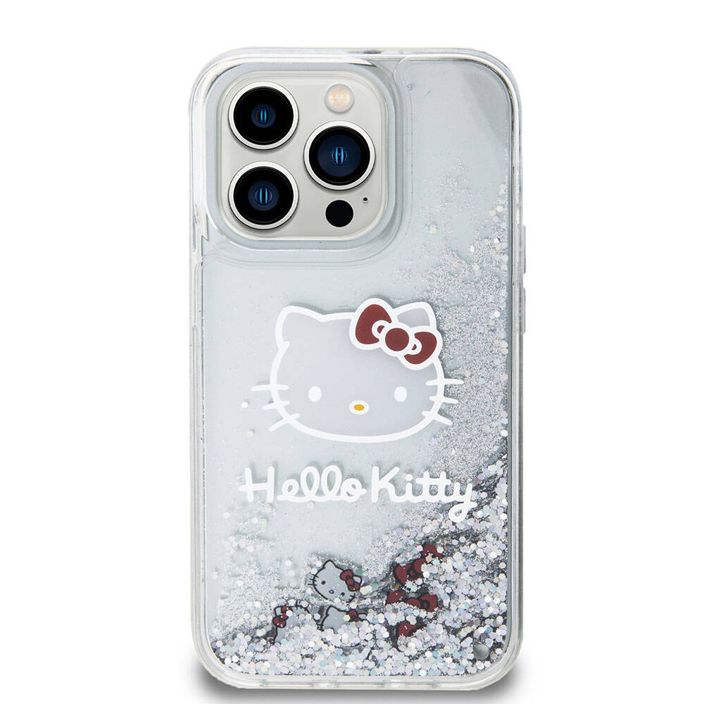 Hello Kitty iPhone 15 Pro Orjinal Lisanslı İkonik Sıvılı Glitter Telefon Kılıfı