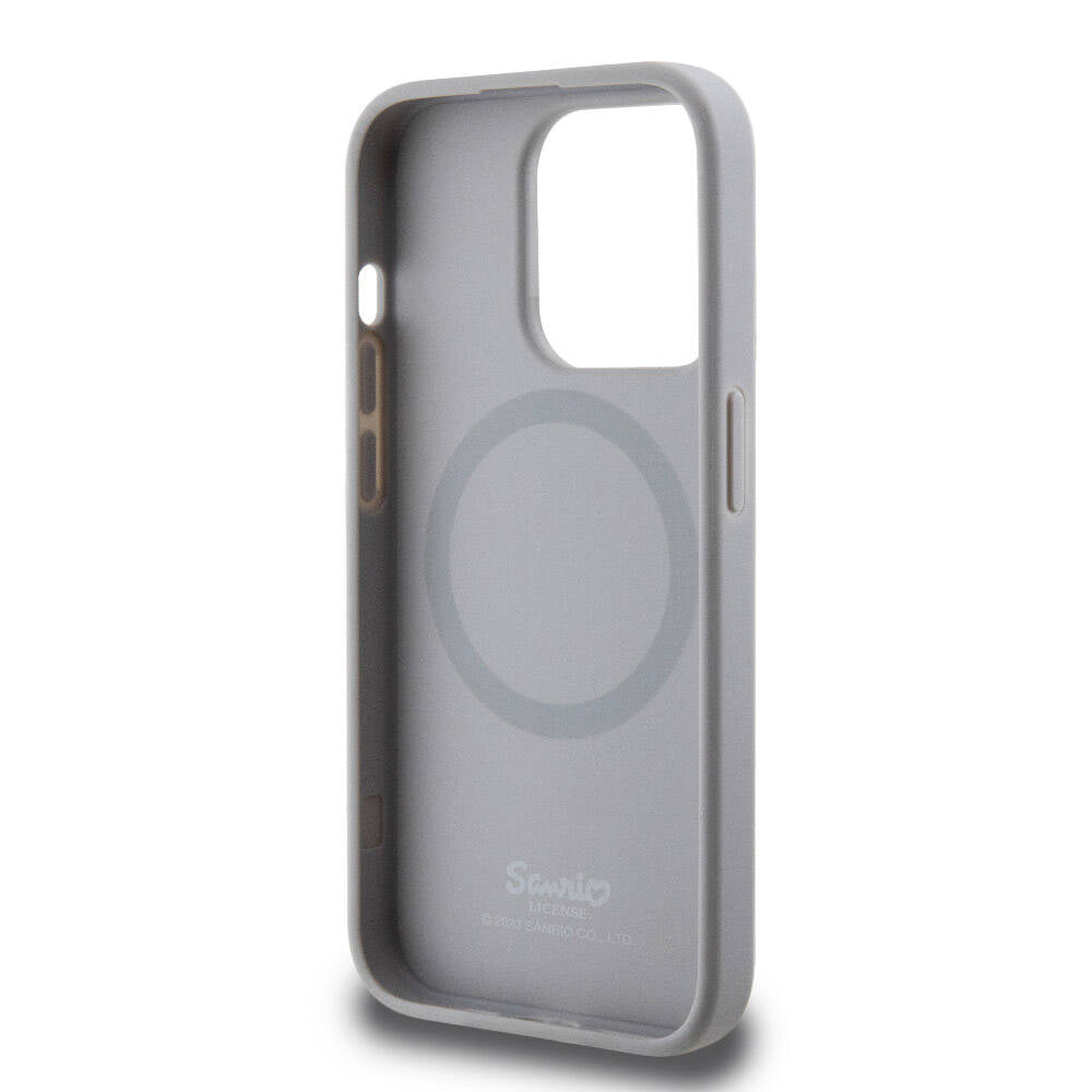 Hello Kitty iPhone 15 Pro Orjinal Lisanslı M-safe Şarj Özellikli Baskı Logolu Uyuyan Kitty Deri Kılıf