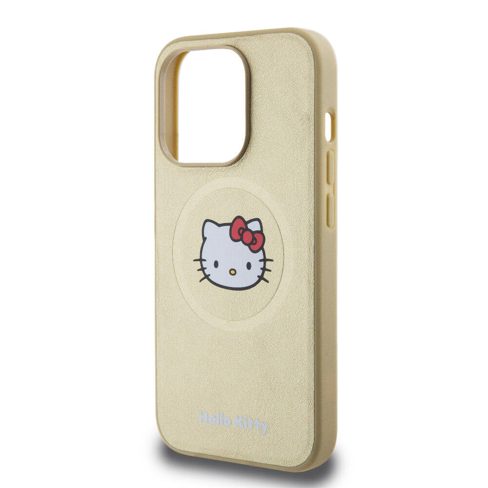 Hello Kitty iPhone 15 Pro Orjinal Lisanslı M-safe Şarj Özellikli Kitty Head Deri Kılıf