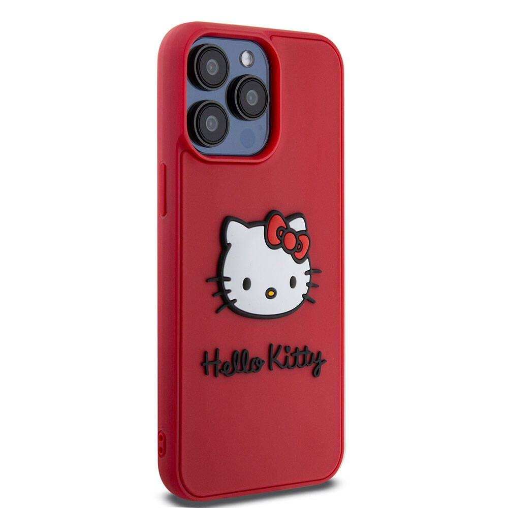 Hello Kitty iPhone 15 Pro Orjinal Lisanslı Yazı ve İkonik Logolu 3D Rubber Kitty Head Kılıf