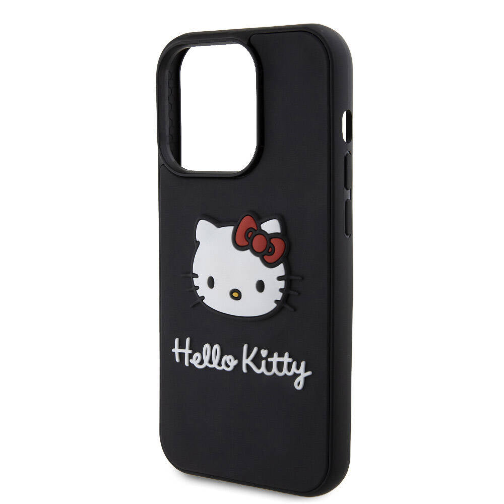 Hello Kitty iPhone 15 Pro Orjinal Lisanslı Yazı ve İkonik Logolu 3D Rubber Kitty Head Kılıf
