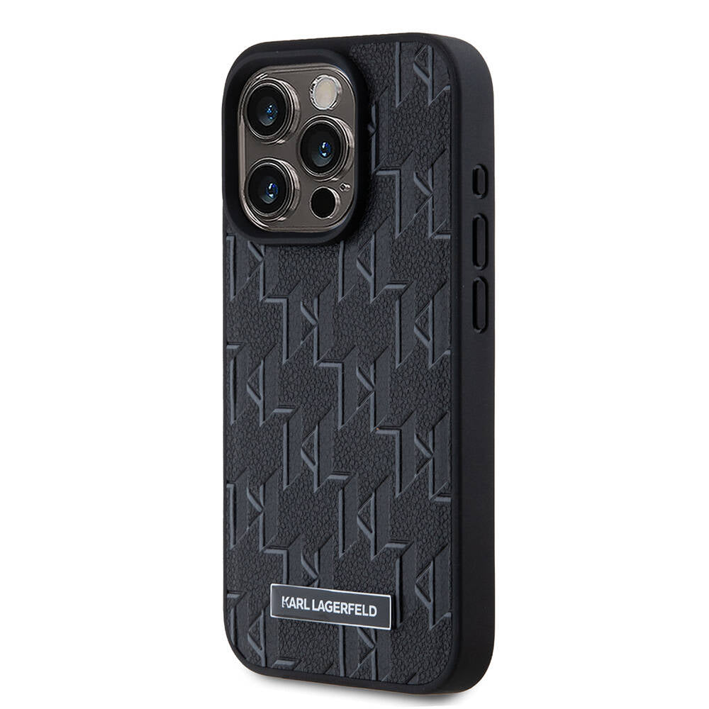 Karl Lagerfeld iPhone 15 Pro Orjinal Lisanslı M-safe Şarj Özellikli KL Yazılı Hot Stamp Kılıf