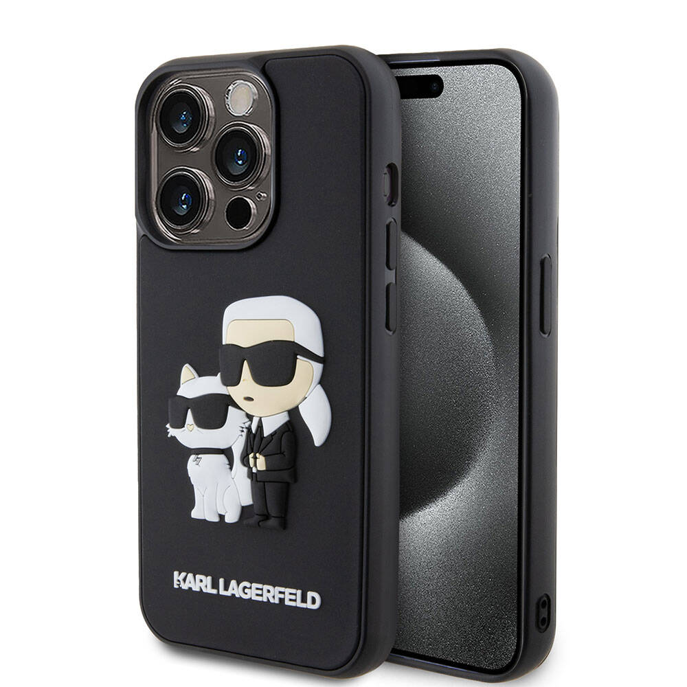 Karl Lagerfeld iPhone 15 Pro Silikon 3D K&C Logo Orjinal Lisanslı Telefon Kılıfı - 1