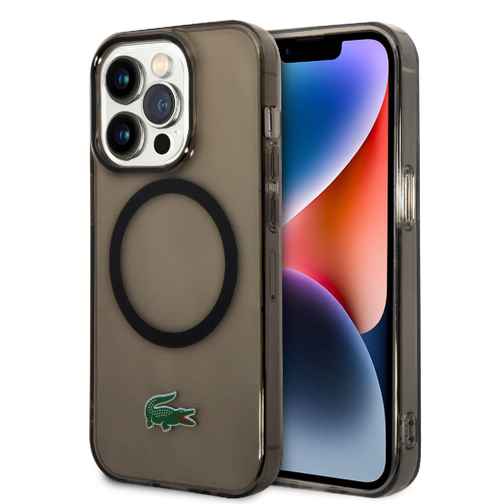 Lacoste iPhone 15 Pro Orjinal Lisanslı Magsafe Şarj Özellikli Transparan Timsah Logo Baskılı Telefon Kılılfı - 1