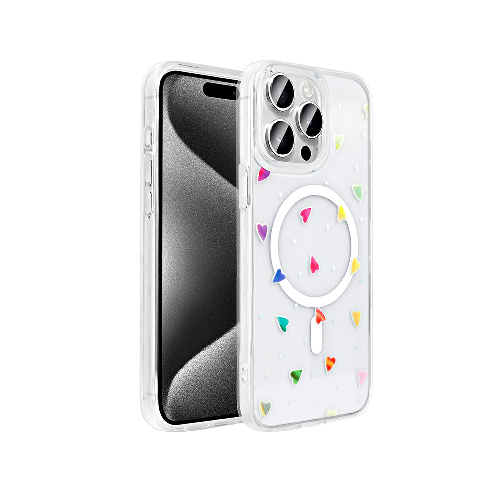 Cepax iPhone 15 Pro M-Safe Şarj Özellikli Şeffaf Folk Sert Kılıf