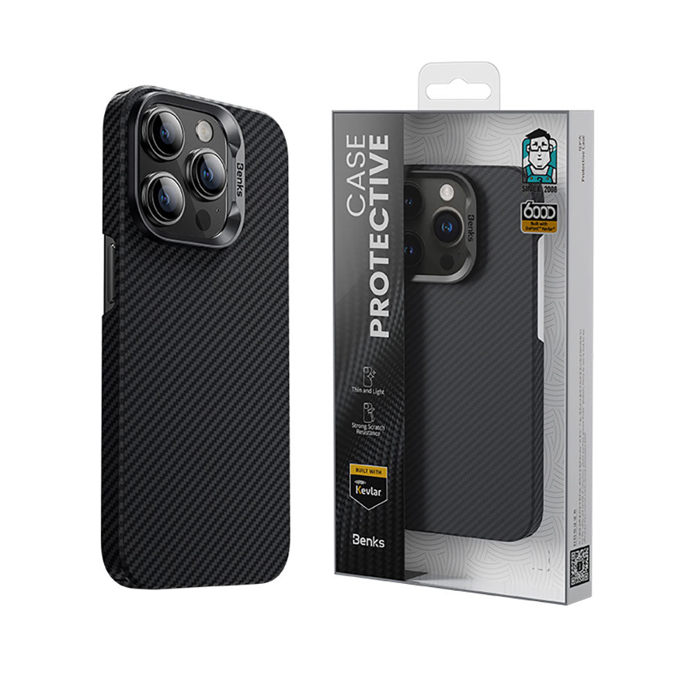 Benks Essential ArmorAir iPhone 15 Pro M-safe Özellikli Karbon Fiber 600D Kevlar Kılıf