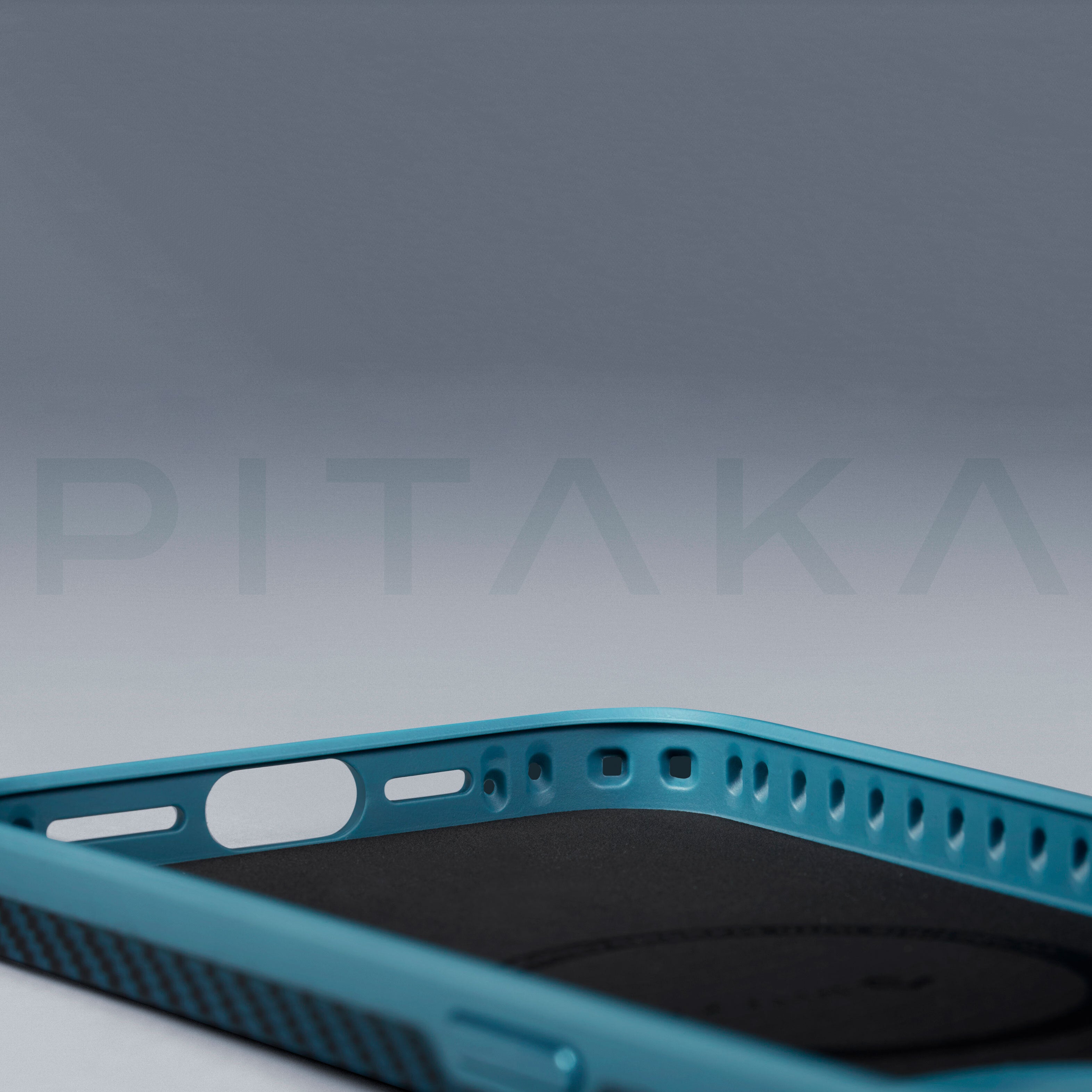 Pitaka Military-Grade Classic Serisi iPhone 15 Pro Kılıf Magsafe 1500D Aramid Fiber Black-Grey Twill Kılıf