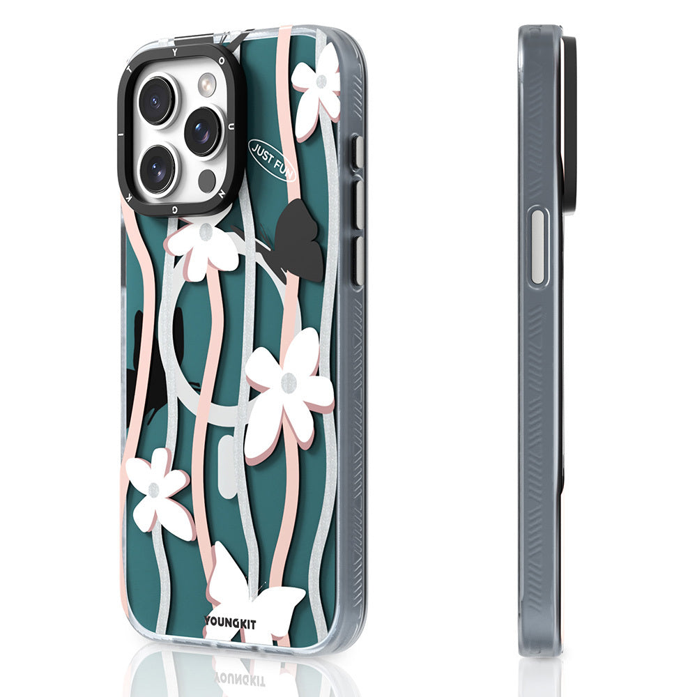 Youngkit Star&Butterfly Serisi iPhone 15 Pro M-safe Airbagli Çift Katmanlı Kılıf