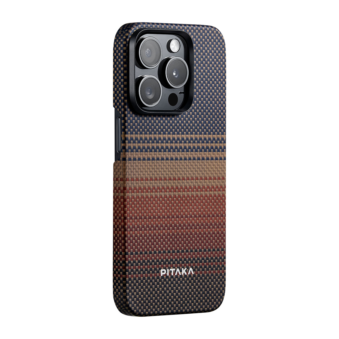 Pitaka Tactile Woven Sunset-Moonrise Serisi iPhone 15 Pro M-safe Şarj Özellikli Aramid Fiber Sunset Kılıf