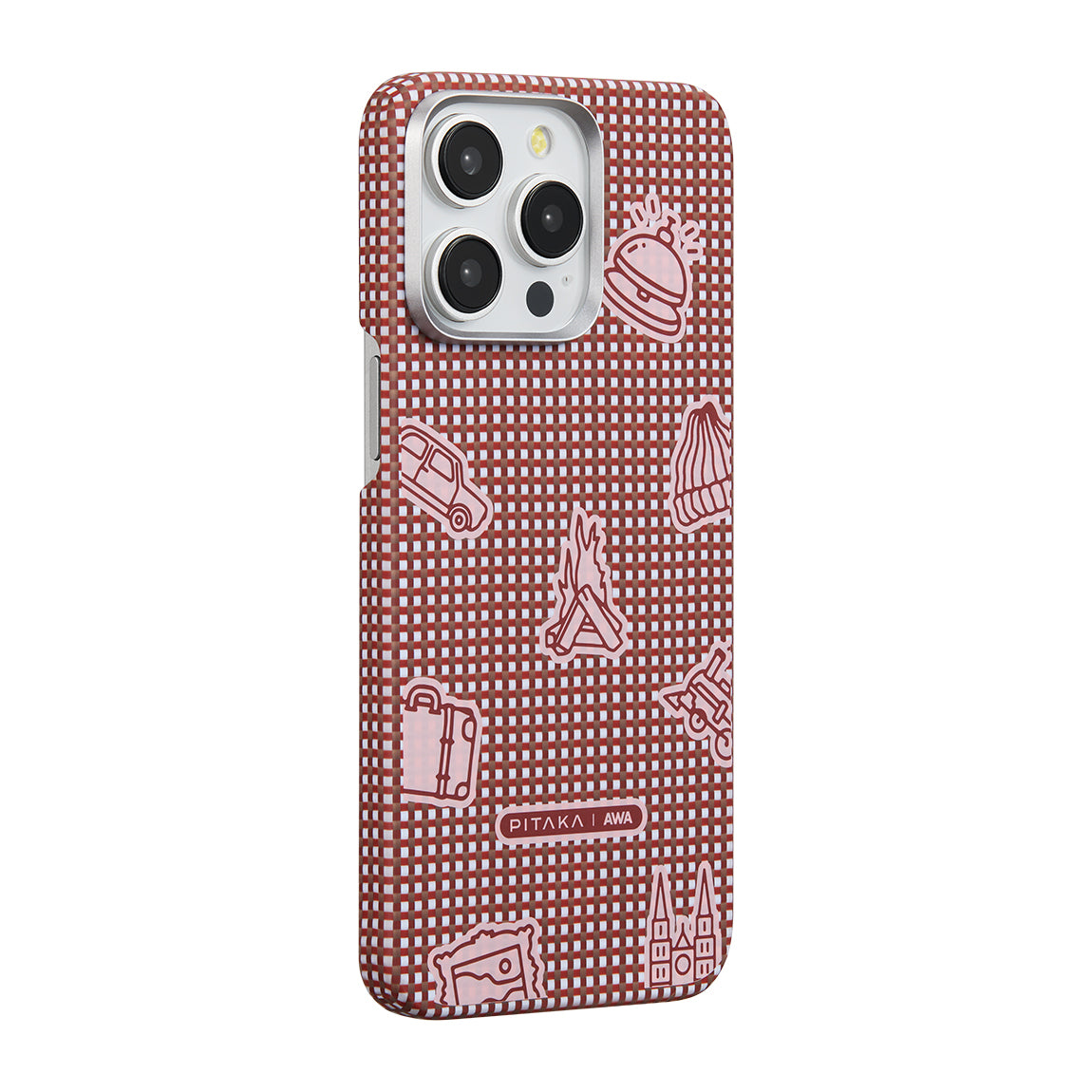 Pitaka Ultra-Slim Classic Serisi iPhone 15 Pro M-safe Şarj Özellikli Awa Tasarımlı 1500D Aramid Fiber Bonfire Kılıf