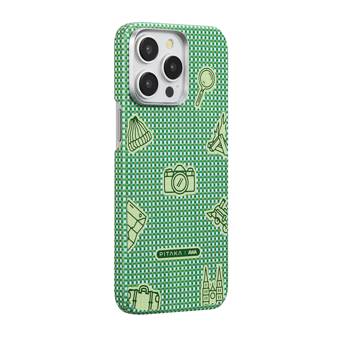 Pitaka Ultra-Slim Classic Serisi iPhone 15 Pro M-safe Şarj Özellikli Awa Tasarımlı 1500D Aramid Fiber Forest Kılıf