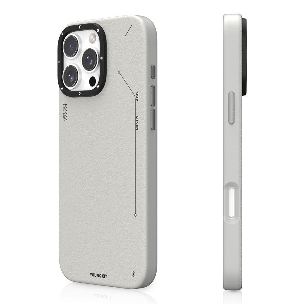 Youngkit Tech Fashion Serisi iPhone 15 Pro M-safe Şarj Özellikli Basit Mat Deri Desenli Kılıf