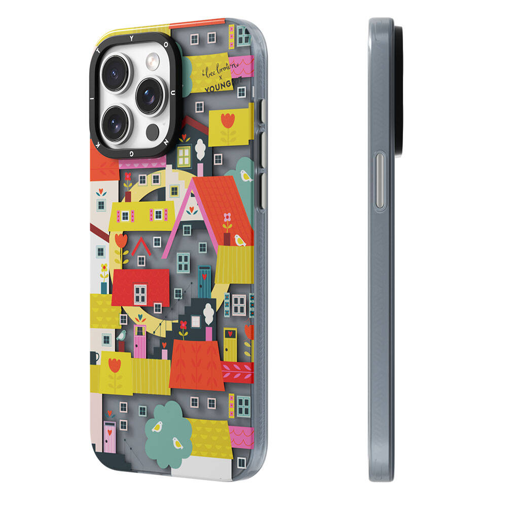 Youngkit Colorful Life Serisi iPhone 15 Pro Magsafe Şarj Özellikli Bee Brown Tasarımlı Telefon Kılıfı