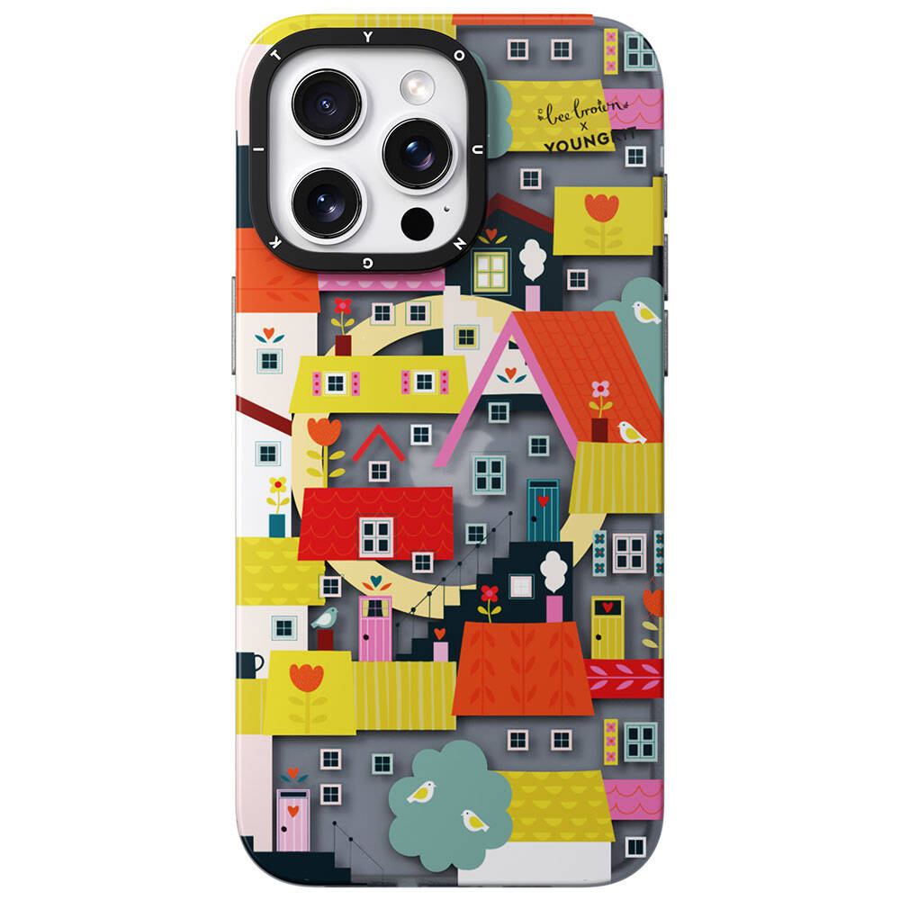 Youngkit Colorful Life Serisi iPhone 15 Pro Magsafe Şarj Özellikli Bee Brown Tasarımlı Telefon Kılıfı