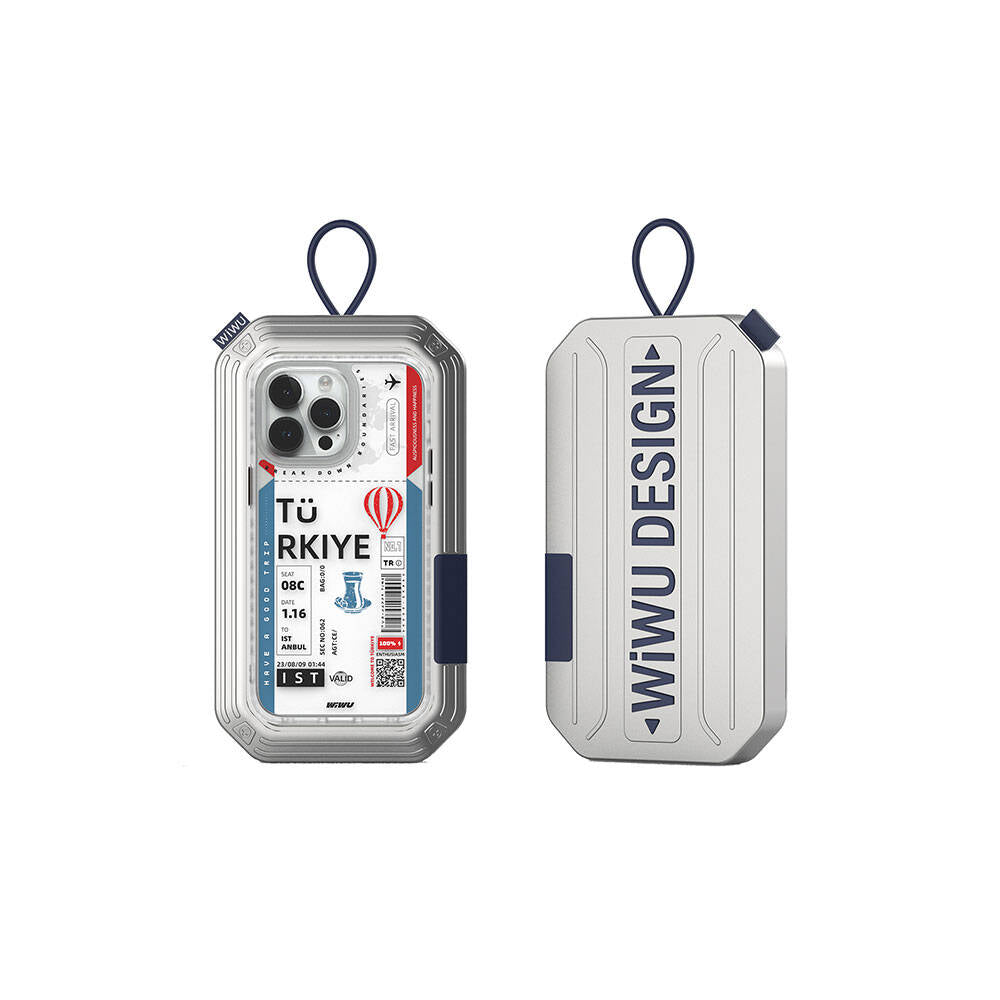 Wiwu Turkey B Serisi iPhone 15 Pro M-safe Şarj Özellikli Bilet Desenli Telefon Kılıfı