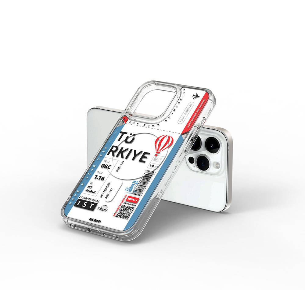 Wiwu Turkey B Serisi iPhone 15 Pro M-safe Şarj Özellikli Bilet Desenli Telefon Kılıfı