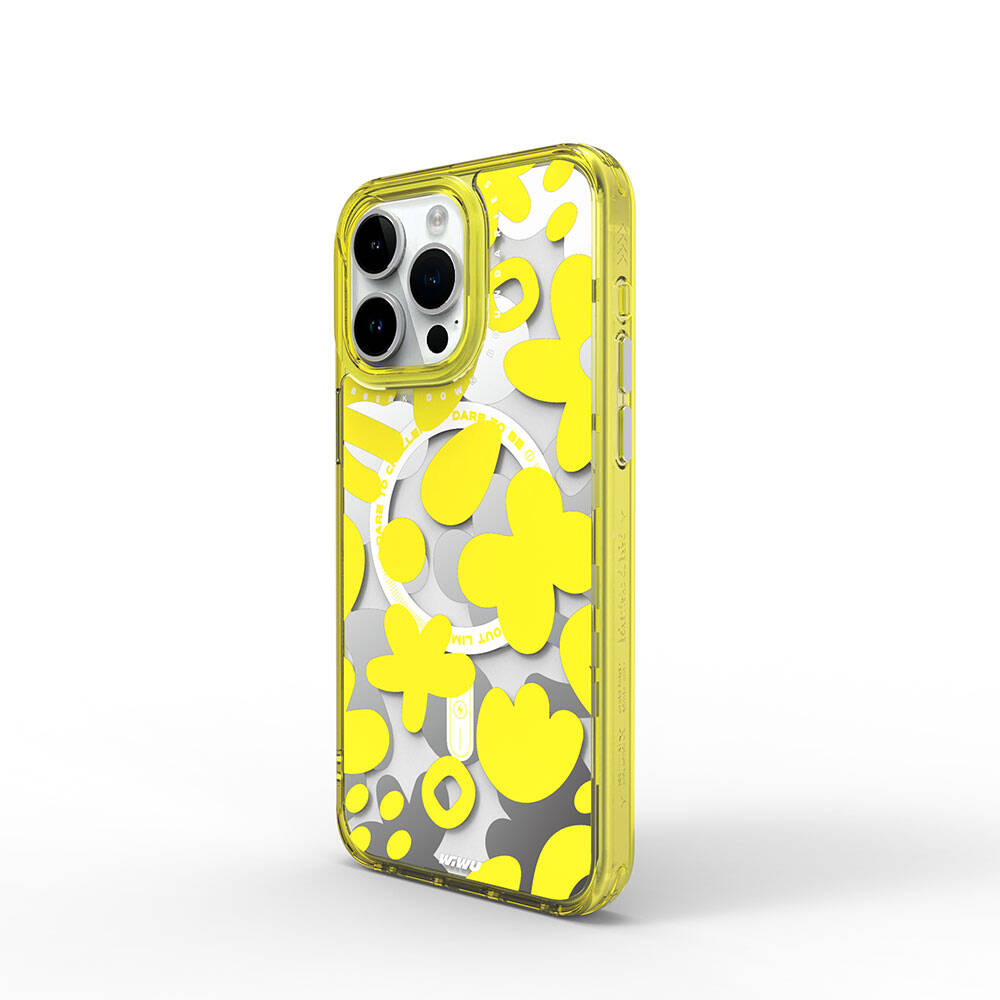 Wiwu Fluorescent G Serisi iPhone 15 Pro M-safe Şarj Özellikli Boya Desenli Telefon Kılıfı